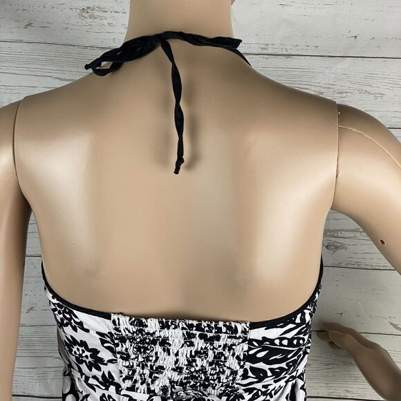 Speechless Sundress Juniors Size 3 Black White Floral Print Tie Halter Smocked - Picture 10 of 12